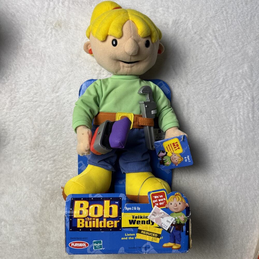 Vtg Bob Builder Talking Music WENDY Plush Doll Playskool Painter Need Battery